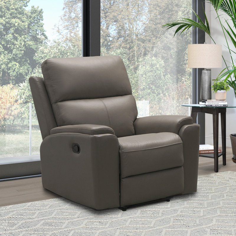 Fauteuil inclinable manuel standard de 37,5 po Lavigne, Cuir fleur gris