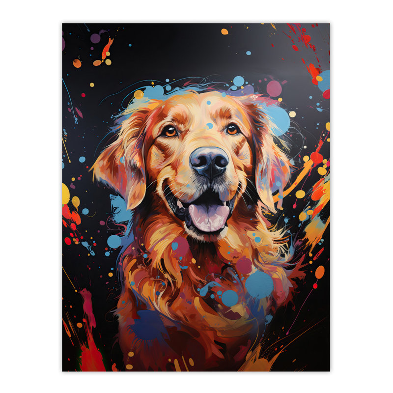 Wall Art Print Retriever Dog Lover Gift Pet Portrait on Artwork Painting Poster
