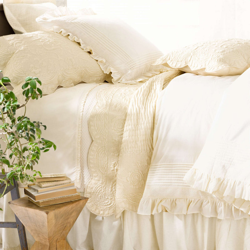 Petite Trellis Matelasse Coverlet, Ivory, Queen Coverlet