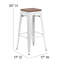 Tabouret de bar en métal sans dossier de 30 po de hauteur avec siège carré en bois Margherite-58202617-58202625