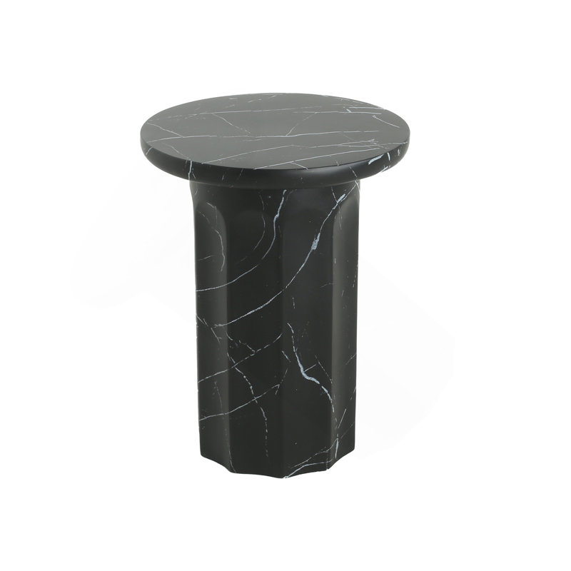 Table de bout d'extérieur en marbre noir effet béton léger, table de bout Mgo de salon
