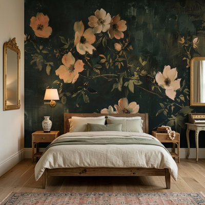 Papier peint floral foncé foncé Moody Botanical