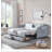 Upholstery Daybed With Trundle And Two Storage Drawers, Flat Arms With Pocket For Extra Comfort And Space