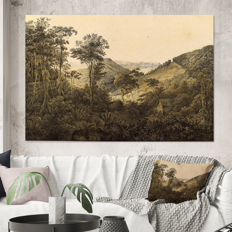 Nature de l'Amérique du Sud, image ancienne - peinture sur toile, H 40 po x l 60 po x P 1,5 po, Toile tendue