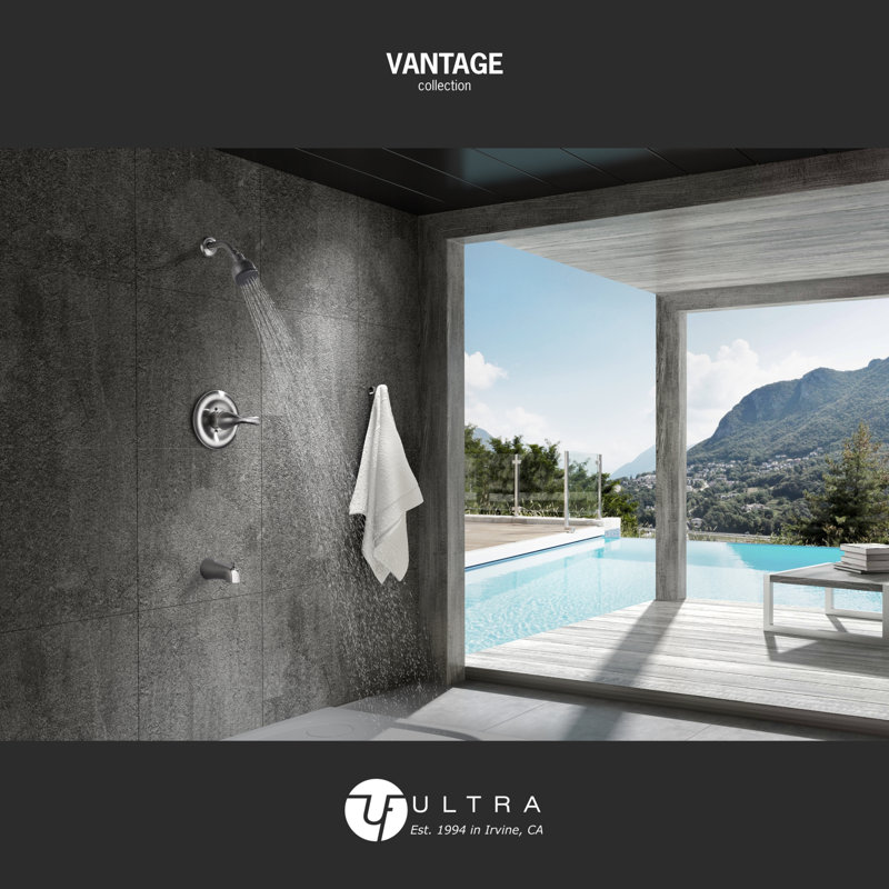 Nita Vantage Shower Trim System: Round Shower Head, Single Handle Set, Tub Spout & Rough-in Valve Included - Brushed Nickel
