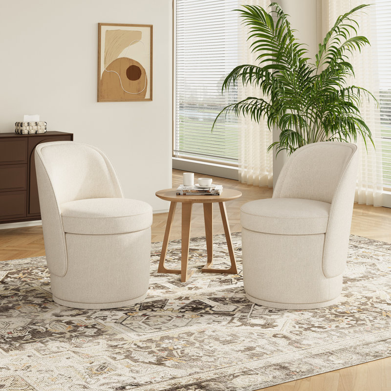 Fauteuil d'appoint pivotant rembourré avec rangement, sans assemblage requis, Beige