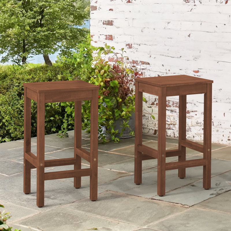 Tabouret de bar en acacia, Brun teck