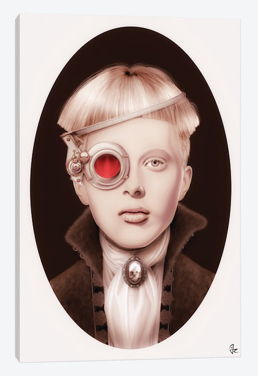 Steampunk, impression sur toile tendue, H 60 po x l 40po x P 1,5 po, Toile avec cadre noir, Pas de tapis