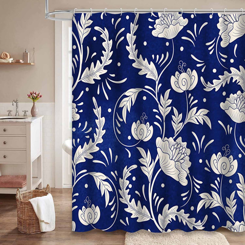 Rideau de douche chinois avec 12 crochets, L 72 po x l 72 po
