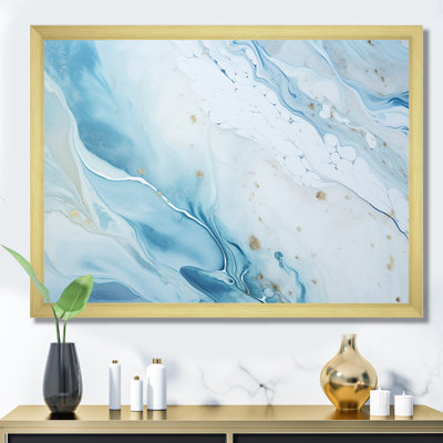 Blanc et bleu glacier charme liquide Art II - décoration murale abstraite