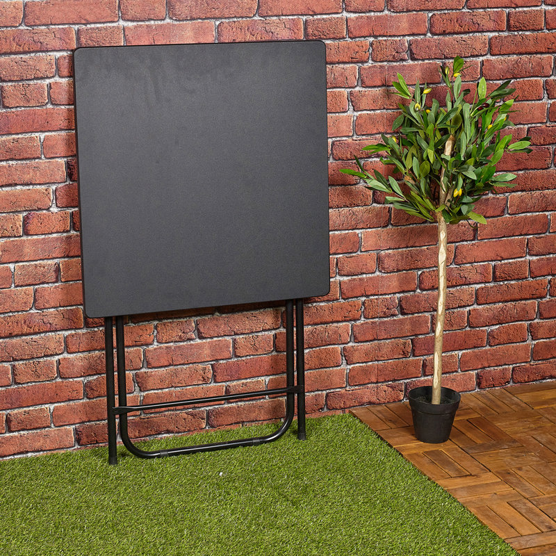 Hawkinsville Square Folding Table, Black, 75cm H x 60cm W x 60cm D