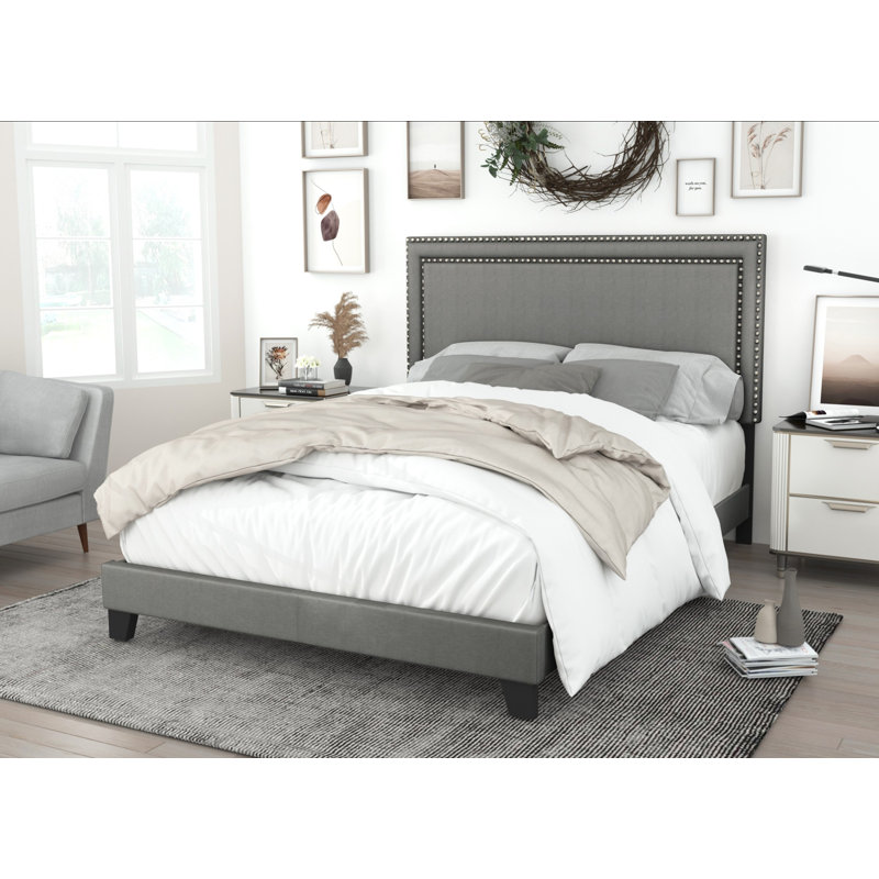 Lit tapissier Artia, Grand, Gris