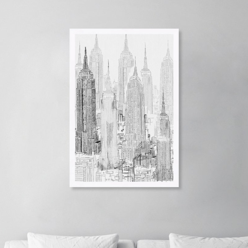 City Buildings Today - impression encadrée, H 38 po x l 26 po