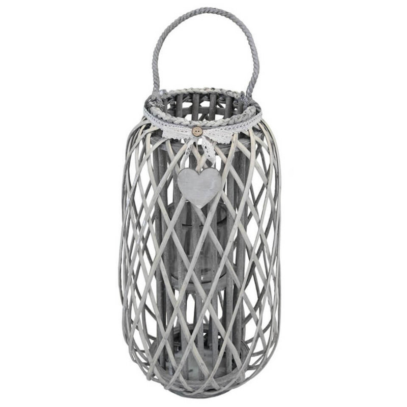 Glass Tabletop Lantern, Grey