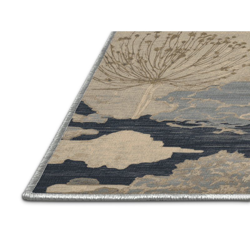 Machine Washable Nature Beige Area Rug, Square 5'