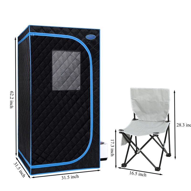Tente à vapeur portative noire - solution de spa personnel. Équipé d'un générateur, d'une télécommande et d'un fauteuil pliable. Installation facile, chauffage. & Ul. Isolation thermique, tissu imperméable. 360