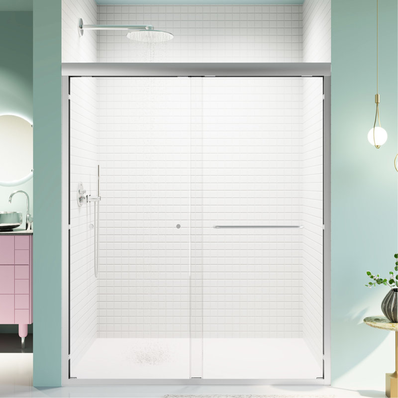 56"-60" W Shower Door, 72" H, Tempered Glass, , Scratch Surface H Double Sliding Partition, W, Stunning Finish
