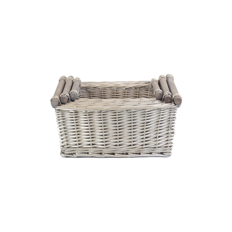 Wicker 3 Piece Wooden Handled Storage Basket Set