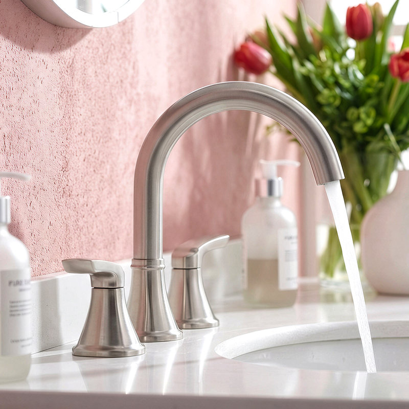 Widespread Bathroom Faucet 3-Hole, 2-Handle Sink Faucet With Pop-Up Drain, Brushed Nickel