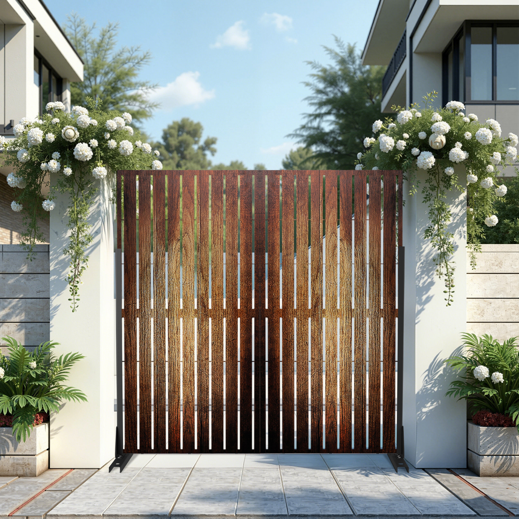 UFURYRIDE 72" H Outdoor Privacy Screen, Freestanding Decorative Privacy Panels for Balcony, Yard & Garden | Wayfair