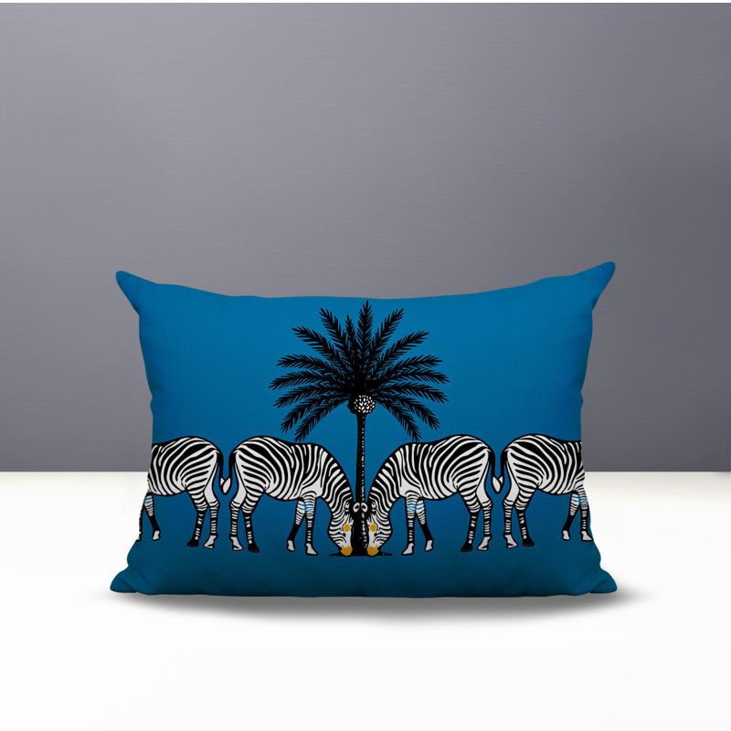 Oreiller rectangulaire réversible intérieur / extérieur Camo Zebra, Turquoise, H 18 po x l 25 po