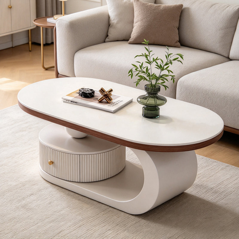 Table basse avec tiroirs de rangement Simple Rock, 15.74" H x 31.49" W x 15.74" D, White, Slate