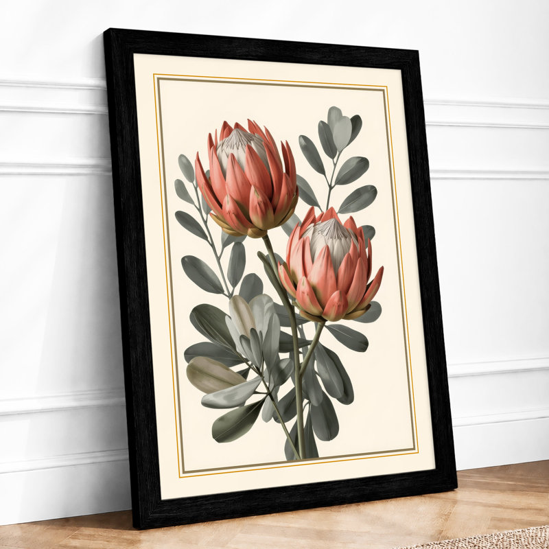 Protea Studies Botanical - Framed Print, A1 - 84.1 x 59.4 cm, Black