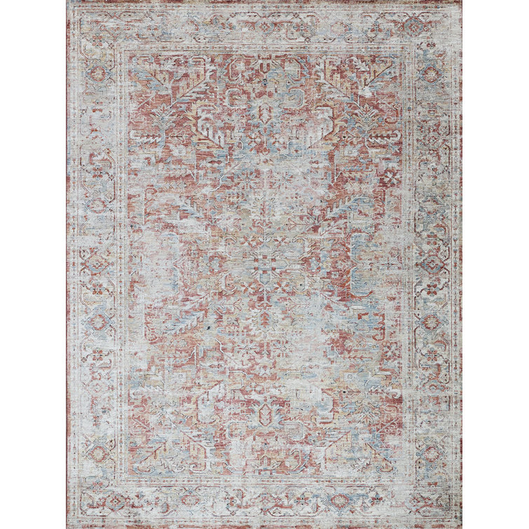 Antique Loom Rust/Beige Polyester powerloom Area Rug