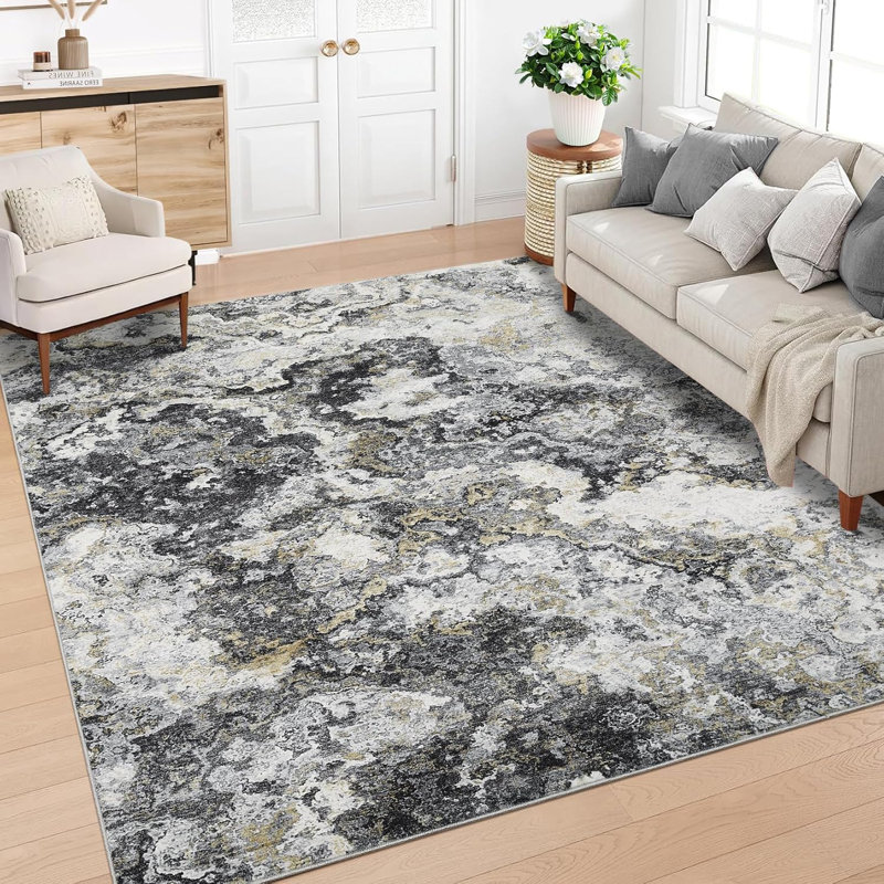 2x6 Washable Brown Runner Rug, Abstract Non-Slip, Soft Low Pile for Kitchen, Hallway, Bathroom, Laundry, Indoor Accent Carpet.