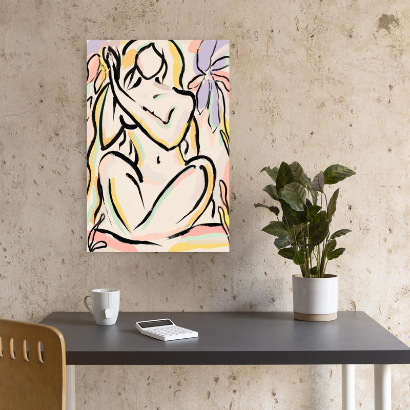 Whimsical Serenity Abstract Colorful Contemporary Flower Wall Art Print, 45.72cm H x 30.48cm W