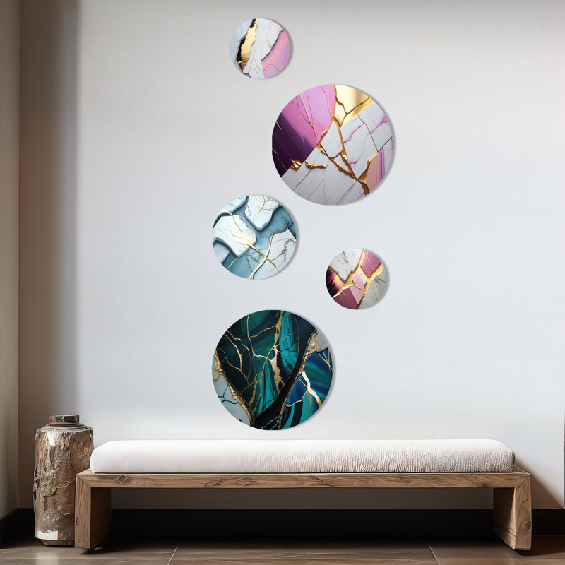 Ensemble de 5 décorations murales géométriques abstraites vertes I