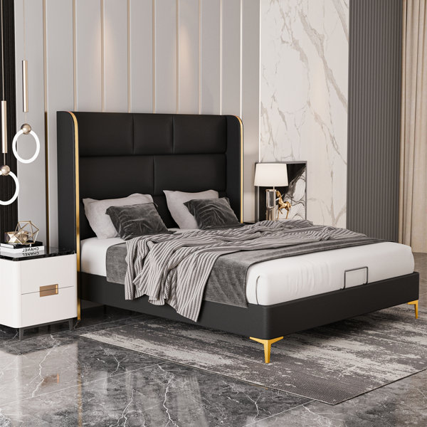 Everly Quinn Vegan Leather Platform Bed | Wayfair