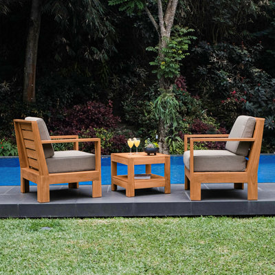 Bogota Teak 2 - Person Patio Conversation Sets with Sunbrella® Cushions