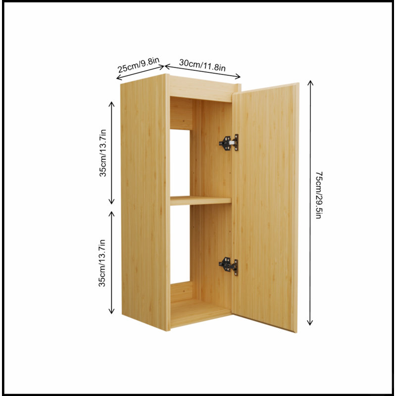 Armoire murale grande capacité en bambou pressé latéralement, idéale pour un rangement organisé et une décoration intérieure rustique.