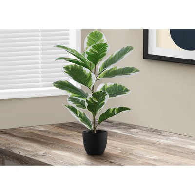 27" Tall Artificial Plant With Realistic Foliage In Black Pot For Home Decorating Faux Leaves And Interior Adornment