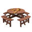 Table de pique-nique en bois spacieuse avec trou pour parasol - Design rustique pour le jardin
