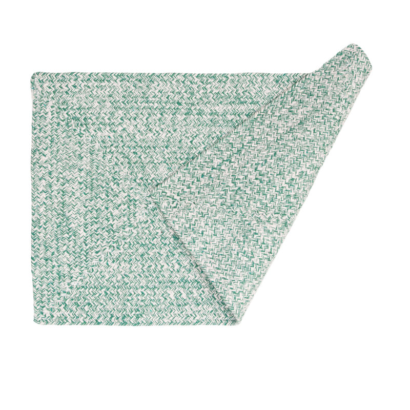 Handmade Green and White Cotton Braided Oval Rug 5' x 7'
