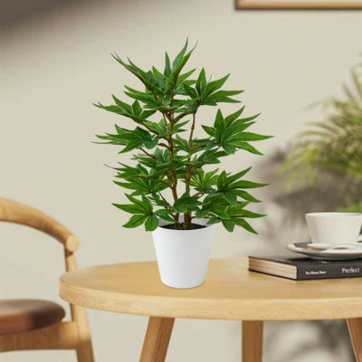 31 cm / 12,2 po de hauteur en plastique simulant une feuille d'érable artificielle réaliste plante artificielle sans pot décoration d'intérieur pour l'extérieur, vert