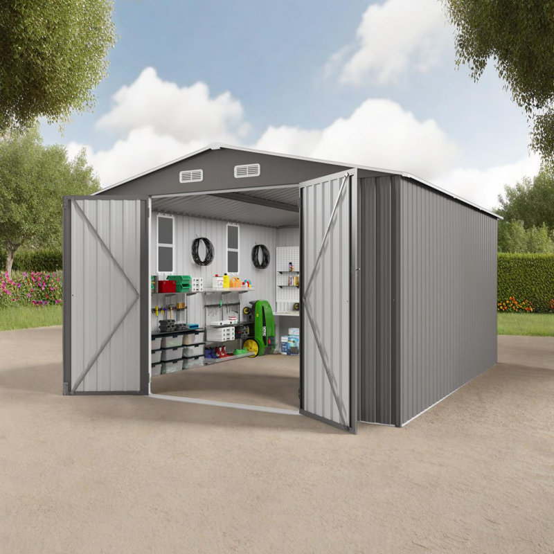 Grande remise extérieure avec portes doubles et fenêtres, 10 x 12 pi