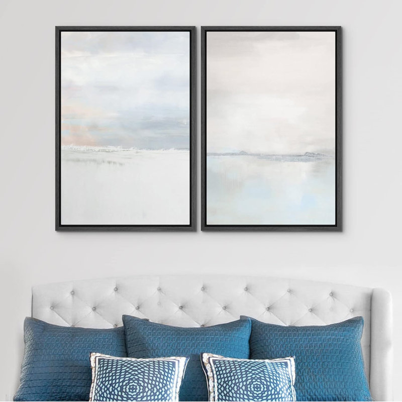 «Pastel Grey», aquarelle, paysage, formes abstraites, décoration murale minimaliste, Boho, nordique, détente, Zen, 2 pièces