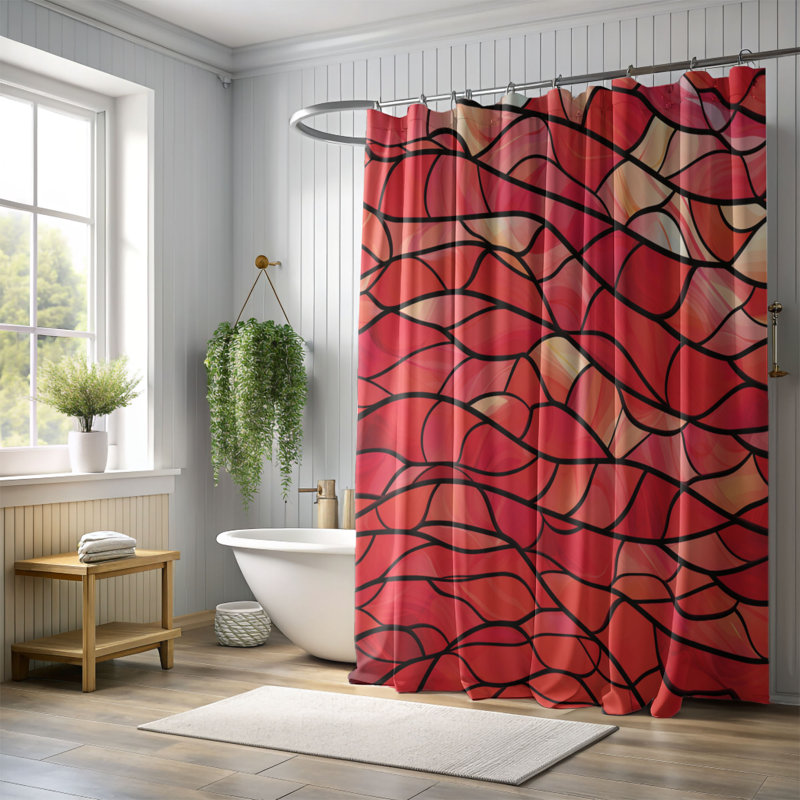 Rouge, blanc, bleu - rideau de douche standard 1 pièce, H 74 po x l 71 po