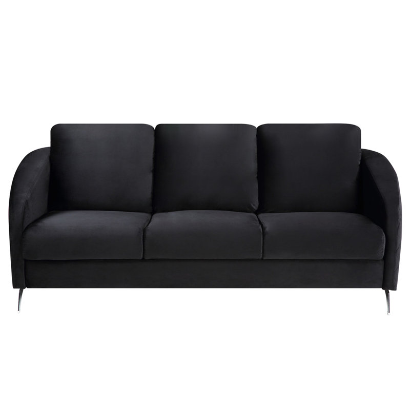 : Velours de 77,5 po, pieds en métal et assise à 22 po de profondeur avec motif à losanges et coussin de 7 po d'épaisseur