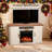 50" TV Compatible - R.W.FLAME Walnut Finish Modern Fireplace TV Stand, 20" Electric Fireplace Included, Entertainment Center with Open Storage Shelves, Ideal for Living Room & Bedroom Decor