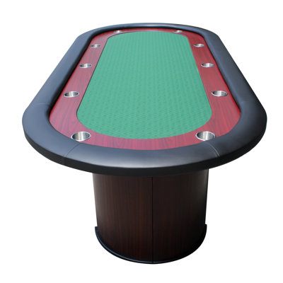96-Inch Poker Table For 10 Players With Speed Cloth Wooden Texture Racetrack Luna Legs Cup Holders