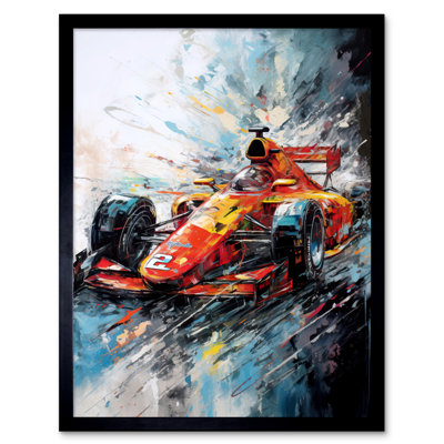 Llovera Orange Race Car Grand Prix Action Shot - Single Picture Frame Print