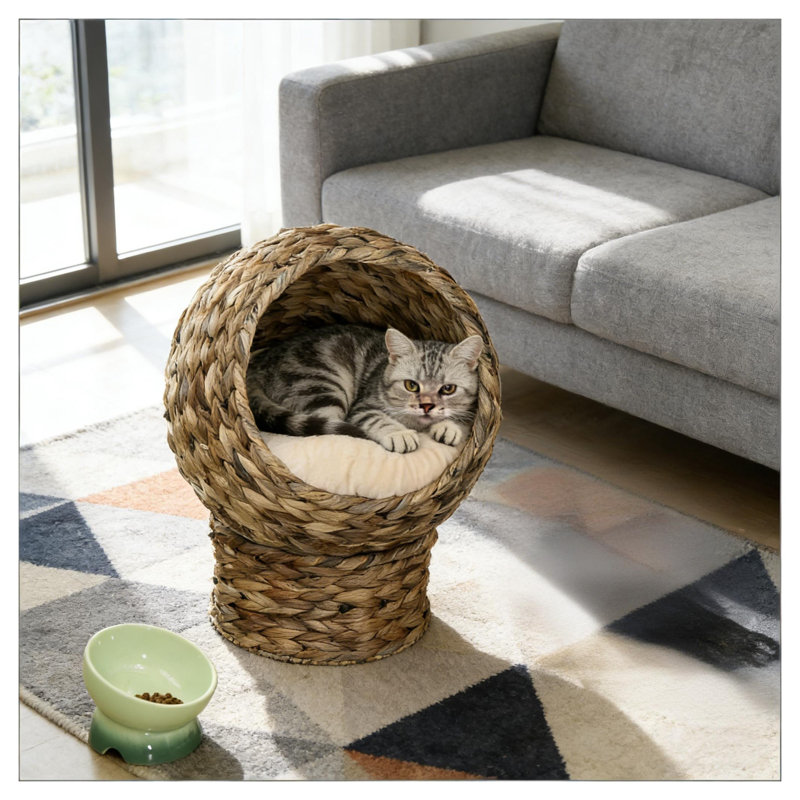 Lit pour chat rotatif à deux positions avec structure en acier surélevée