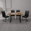 Ensemble de table de salle à manger rectangulaire en bois aggloméré industriel blanc et 4 chaises en polyuréthane, parfait pour les cuisines de campagne modernes-1913576758