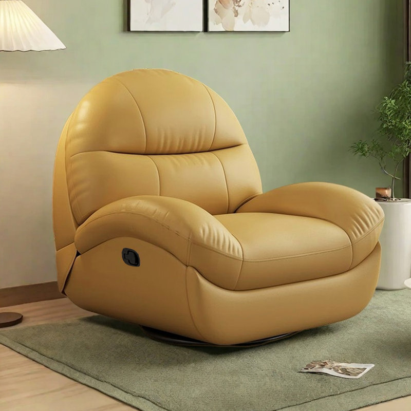 Fauteuil inclinable multifonctionnel en similicuir, Jaune
