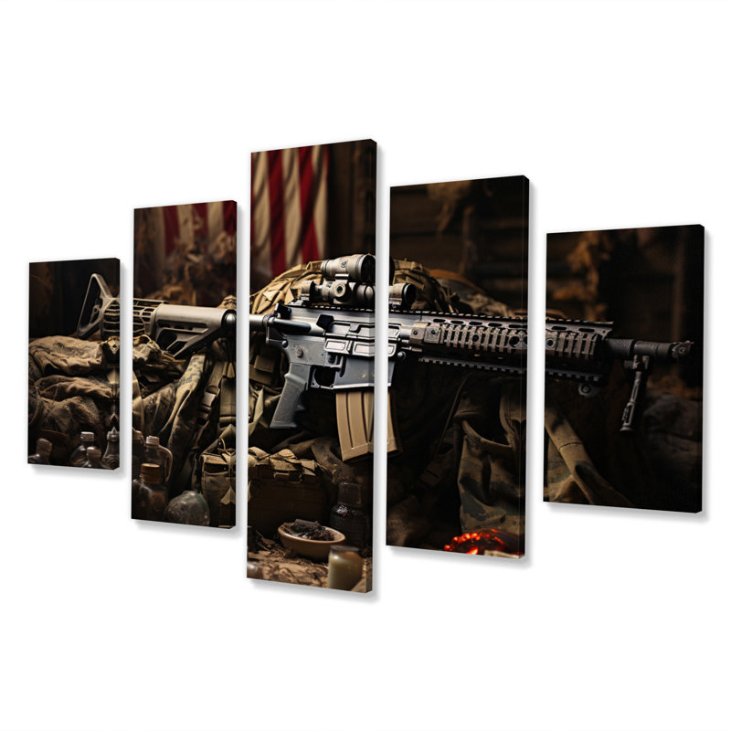 Patriotic Visions - armée, reproduction sur toile - 5 panneaux