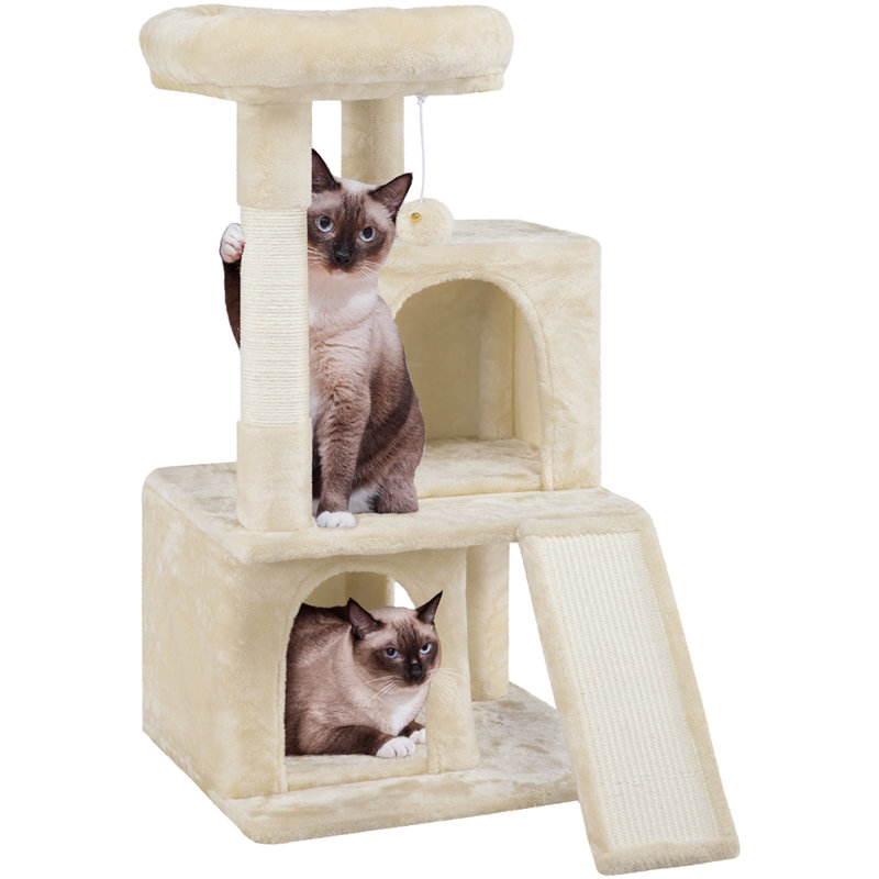 Therese 36″ H Multilevel Cat Tower with Double Condos, Beige